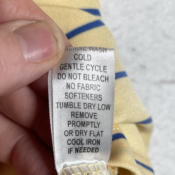 Fairway & Greene Mens Golf Polo Shirt Size L Yellow Blue Striped Short Sleeve‎ - Picture 4 of 7